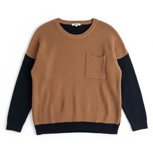 Madewell Women's Tan and Black Crewneck Sweater